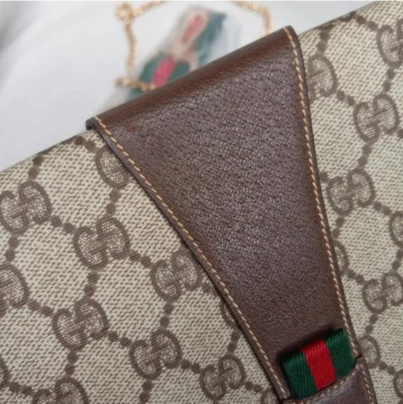Authentic Vintage Gucci GG Monogram Supreme Sherry Web Ophidia Clutch Crossbody - Picture 9 of 12